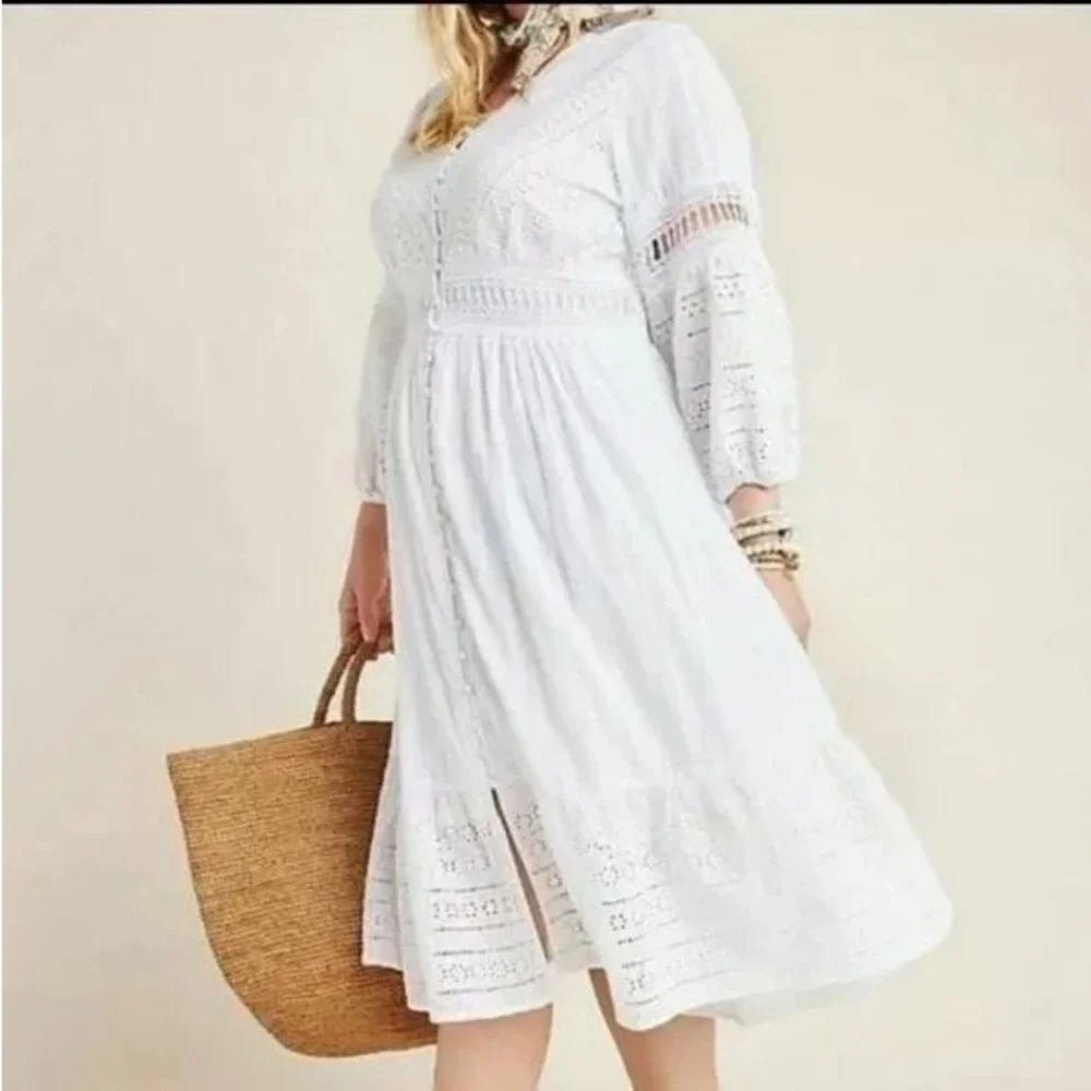 Anthropologie White Midi Dress - Picture 2 of 6